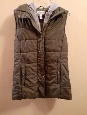 Arizona Jean Company Olive Green Quilted Hooded Vest - Women's